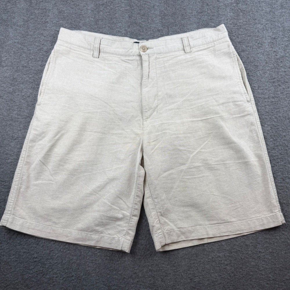Boca Classics Shorts Men's 34 Beige 100% Cotton Flat Front Casual Summer Khaki